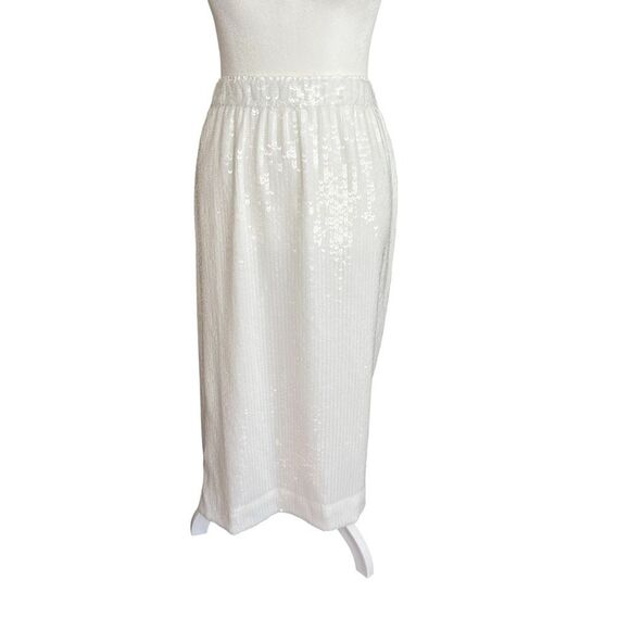 J.Crew Collection White Sequin Midi Skirt NWT XXL Pull On Party - Picture 2 of 5